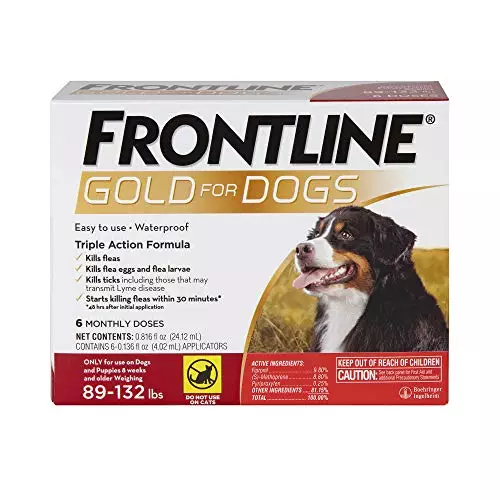 FRONTLINE Gold Flea & Tick Treatment for X-Large Dogs Up to 89 to 132 lbs., Pack of 6