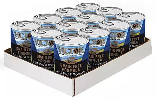 Victor Super Premium Dog Food – Grain Free – Beef and Vegetables Cuts in Gravy – Canned Wet Adult Dog and Puppy Food – All Breed Sizes, 12 x 13.2 oz Cans