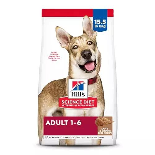 Hill’s Science Diet Adult 1-6, Adult 1-6 Premium Nutrition, Dry Dog Food, Lamb & Brown Rice, 15.5 lb Bag