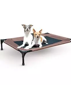 K&H Pet Products Cooling Elevated Dog Bed Outdoor Raised with Washable Breathable Mesh, Cot No-Slip Rubber Feet, Portable Indoor Bed, Large Chocolate/Black Mesh