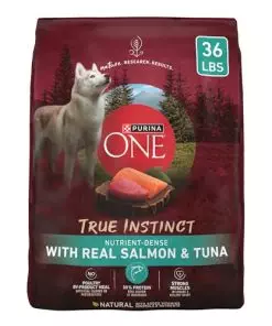 Purina ONE True Instinct with Real Salmon and Tuna Natural with Added Vitamins, Minerals and Nutrients High Protein Dog Food Dry Formula – 36 lb. Bag