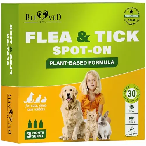 Flea and Tick Prevention for Small Dogs & Cats, Rabbits – Natural Flea Treatment & Pest Control – Topical Flea & Mosquito Repellent for Puppy and Kitten – All Pets