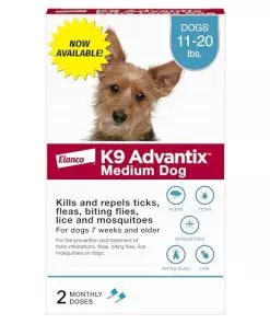 K9 Advantix Flea, Tick & Mosquito Prevention for Dogs 11-20 lbs. | Flea Drops for Medium Dogs | Apply Monthly | 2 Treatments