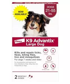 K9 Advantix Flea, Tick & Mosquito Prevention for Dogs 21-55 lbs. | Flea Drops for Large Dogs | Apply Monthly | 2 Treatments