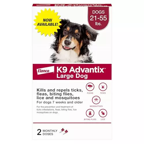 K9 Advantix Flea, Tick & Mosquito Prevention for Dogs 21-55 lbs. | Flea Drops for Large Dogs | Apply Monthly | 2 Treatments