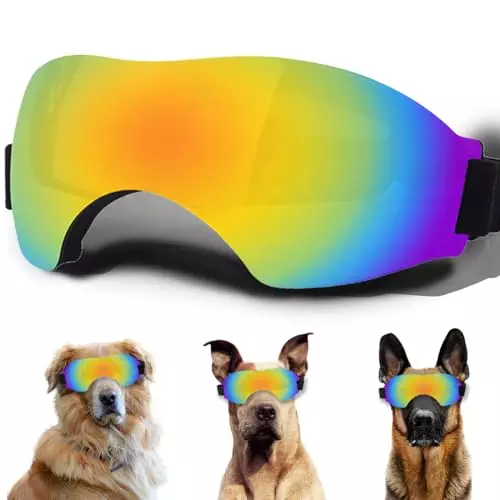 Large Dog Sunglasses, Dog Goggles with Adjustable Strap UV Protection Winproof Dog Puppy Sunglasses, Suitable for Large Dog Pet Glasses, Dogs Eyes Protection