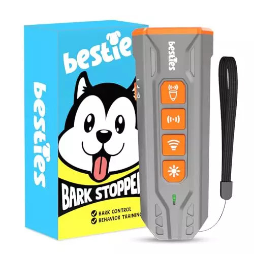 BESTIES Dog Bark Deterrent Device, Dog Training Tool, Anti Bark Device for Dogs, Barking Silencer Indoor & Outdoor, Rechargeable, Alternative to Anti Bark Collar, BARK Stopper V1