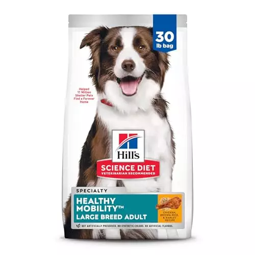 Hill’s Science Diet Healthy Mobility, Adult 1-5, Large Breed Mobility Support, Dry Dog Food, Chicken, Brown Rice, & Barley, 30 lb Bag