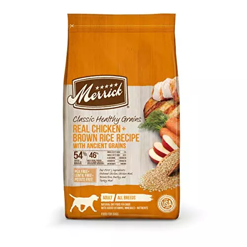 Merrick Healthy Grains Premium Adult Dry Dog Food, Wholesome And Natural Kibble With Chicken And Brown Rice – 25.0 lb. Bag