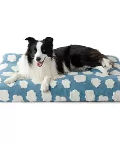 Lesure Dog Beds Large Sized Dog-Thick Shredded Chopped Foam Pet Bed, Dog Bed Indoor with Removable Cover, Cute Modern Fuzzy Plush & Anti Slip Bottom(35’x22′, Blue)