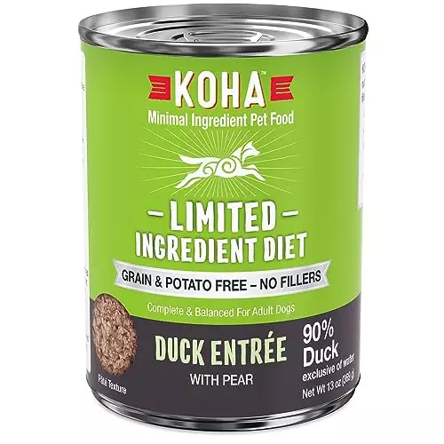 KOHA Limited Ingredient Diet Duck Entrée for Dogs – Sensitive Stomach Canned Dog Food – High Protein, No Fillers Pate Dog Food – 13 oz Pack of 12