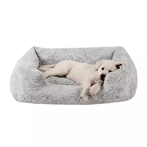 Best Friends by Sheri Soothe & Snooze Lounge Lux Memory Foam Rectangular Dog Bed, Washable, Grey, Medium 30″ x 20″