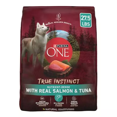 Purina ONE True Instinct With Real Salmon and Tuna Natural With Added Vitamins, Minerals and Nutrients High Protein Dog Food Dry Formula – 27.5 lb. Bag