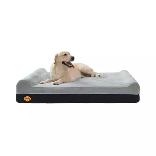 Laifug Orthopedic Memory Foam Extra Large Dog Bed Pillow(50″x36″x10″, Slate Grey) Durable Water Proof Liner & Removable Washable Cover & Smart Design