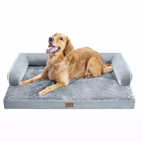 Large Dog Bed Orthopedic Washable – Beds Bolster – Medium XL XLarge Big Dogs – Memory Foam Couch Sofa – Waterproof with Removable Cover