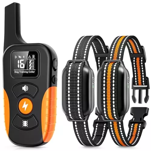 Dog Shock Collar for 2 Dogs (5-120lbs) 3300FT Dog Training Collar with Remote, Rechargeable E-Collar Waterproof Collars with 3 Training Modes for Large Medium Small Dog