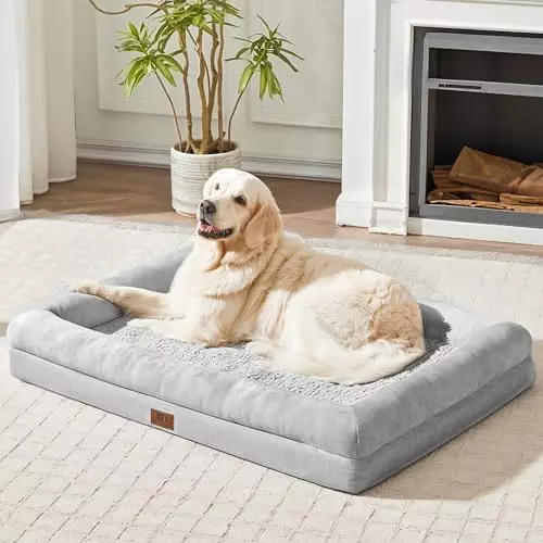 WESTERN HOME Orthopedic Dog Beds for Large Dogs,Dog Bed Washable Waterproof Dog Couch Bed Bolster Dog Bed Durable Dog Sofa with Removable Covers and Non-Slip Bottom (L,36in)