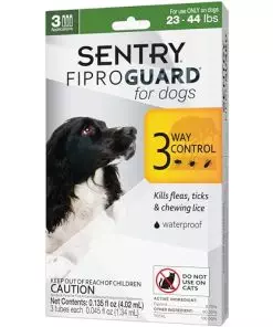 SENTRY Fiproguard for Dogs, Flea and Tick Prevention for Dogs (23-44 Pounds), Includes 3 Month Supply of Topical Flea Treatments