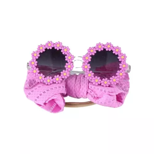 2Pcs/Set Pet Dog Bow Headband Sunflower Sunglasses Cute Summer Beach Pet Accessories Dog Cat Party Costume Photo Props(Purple)