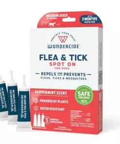 Wondercide – Flea & Tick Dog Spot On – Flea, Tick, and Mosquito Repellent, Prevention for Dogs with Natural Essential Oils – Up to 3 Months Protection – Medium 3 Tubes of 0.10 oz