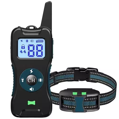 YJWFHPU Dog Training Collar with Remote, Rechargeable Dog Shock Collar with 3 Modes and 1640FT Control Range, IP67 Waterproof, Suitable for Small to Large Dogs, Blue