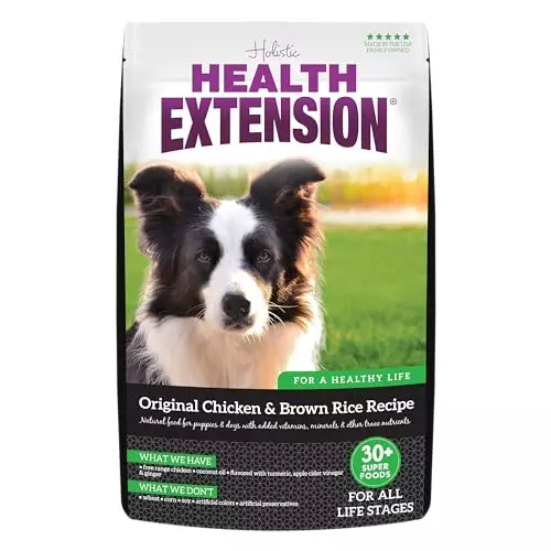 Health Extension Dry Dog Food, Natural Food with Added Vitamins & Minerals, Suitable for Puppies & Dogs, Original Chicken & Brown Rice Recipe (30 Pound / 13.6 kg)