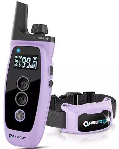 ABBIDOT 3300ft Shock Collar with 151 Levels(for 5~130 Lbs Dogs) – Dog Training Collar – Waterproof E Collar 5 Training Modes Dog Shock Collar for Small Medium Large Dogs (Purple)