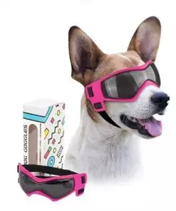 PETLESO Dog Goggles Small Breed, UV Protection Dog Sunglasses Medium Breed Dog Goggles for Medium Dog Outdoor Riding Driving, Medium Pink