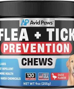 Natural Flea and Tick Prevention for Dogs – Dog Flea and Tick Treatment Chewable – Safe Flea Treatment Dogs of All Breeds & Ages – Flea Chews for Dogs – Flea Pills for Dogs for Dog Flea & Tick Control