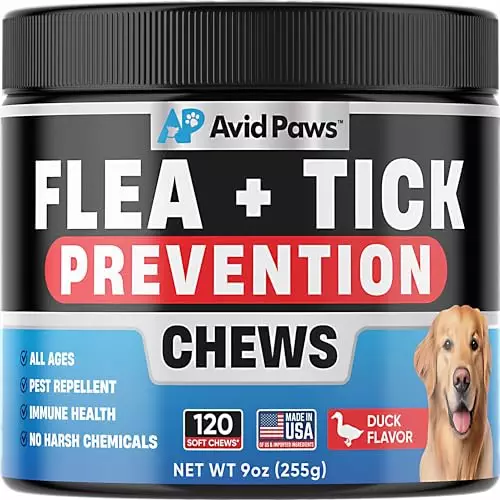 Natural Flea and Tick Prevention for Dogs – Dog Flea and Tick Treatment Chewable – Safe Flea Treatment Dogs of All Breeds & Ages – Flea Chews for Dogs – Flea Pills for Dogs for Dog Flea & Tick Control