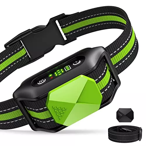 Dog Bark Collar for Small Medium Large Dogs,No Bark Collar with No Shock Mode,Rechargeable Anti Barking Collar with Beep Vibration Harmless Shock – Green