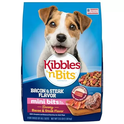 Kibbles ‘n Bits Mini Bits Small Breed Savory Bacon & Steak Flavor Dry Dog Food, 3.5 lb. Bag