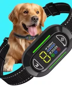 CANDYDOG Dog Bark Collar, Bark Collar for Large & Medium Dogs – IP67 Waterproof & Rechargeable Barking Collar with 4 Modes: Beep, Vibration, Electric Shock, 5 Sensitivity Levels, Premium Black