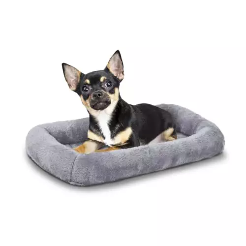 Patas Lague Bolster Dog Bed for Extra Small Dogs 18”x12”, Soft Foam Dog Sofa Pet Bed, Machine Washable Dog Cat Crate Bed Mat for Toy Pet Breeds Grey