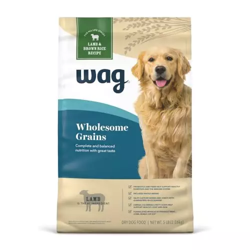 Amazon Brand – Wag Dry Dog Food, Lamb and Brown Rice, 5 lb Bag