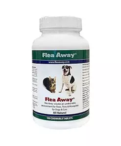 Flea Away All Natural Supplement for Fleas, Ticks, and Mosquitos Prevention for Dogs and Cats, 100 Chewable Treat Tablets, Single