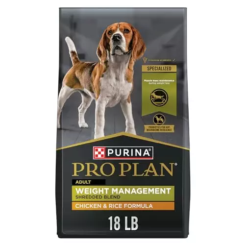 Purina Pro Plan Weight Management Dog Food, Shredded Blend Chicken & Rice Formula – 18 lb. Bag