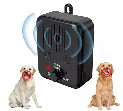 EUOTEO Anti Barking Device, Auto Dog Control Devices with 3 Modes, Waterproof Dog Bark Deterrent Box, Rechargeable Ultrasonic for Indoor & Outdoor 001