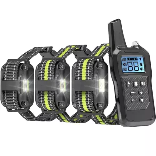 Dog Shock Collar 3 Pack – Dog Training Collar with Remote IP65 Waterproof E Collar for Dogs Training with Shock Vibrate Beep and Light Modes for Small Medium Large Dogs