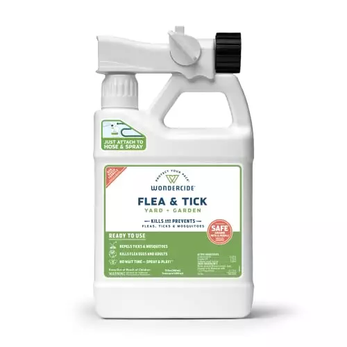 Wondercide – Ready to Use Flea, Tick, and Mosquito Yard Spray with Natural Essential Oils – Mosquito and Insect Killer, Treatment, and Repellent – Plant-Based – Safe Around Pets, Plants, Kids – 32 oz