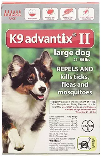 Advantix II Flea Drops,Tick Control K9 for 6-Month Dogs 21-55 Lbs (Red) 6 Doses