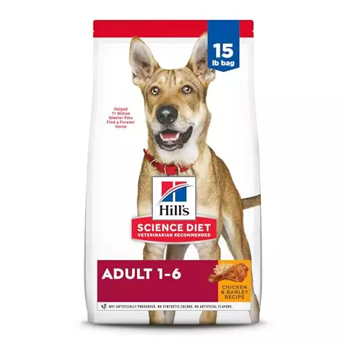 Hill’s Science Diet Adult 1-6, Adult 1-6 Premium Nutrition, Dry Dog Food, Chicken & Barley, 15 lb Bag