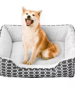 Orthopedic Dog Beds for Medium Dogs, Rectangle Washable Dog Sofa with Anti-Slip Bottom, Grey, 23.6”×19.7”×6”1