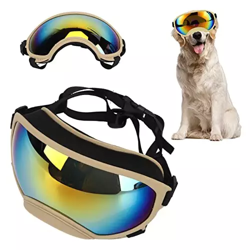 Dog Goggles Dog Sunglasses, Dog Ski Goggles UV Wind Dust Pet Sunglasses with Adjustable Strap for Medium or Large Dog