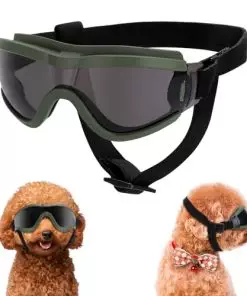 Small Dog Sunglasses, Dog Goggles with Adjustable Strap, UV Protection Dog Goggles Sunglasses Eye Protection Anti-Fog Snowproof Cool Glasses for Puppy Doggy Doggie, Green