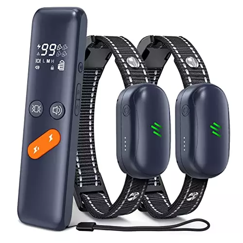 Dog Shock Collar, Electric Dog Training Collar with Remote 2680FT for 2 Dogs, IPX7 Waterproof Vibrating Dog Collar with 4 Training Modes, Rechargeable E-Collar for All Breeds, Sizes