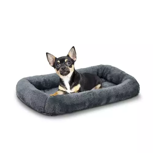 Patas Lague Bolster Dog Bed for Extra Small Dogs 18”x12”, Soft Foam Dog Sofa Pet Bed, Machine Washable Dog Cat Crate Bed Mat for Toy Pet Breeds Dark Grey