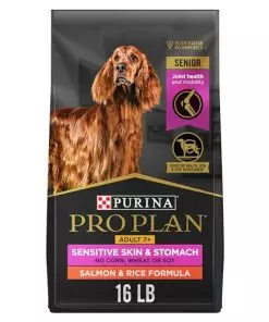 Purina Pro Plan Sensitive Skin and Stomach Dry Dog Food Senior Adult 7 Plus Salmon and Rice Formula – 16 lb. Bag