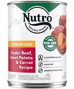 NUTRO PREMIUM LOAF Adult Natural Grain Free Wet Dog Food Tender Beef, Sweet Potato & Carrot Recipe, 12.5 oz. Cans (Pack of 12)