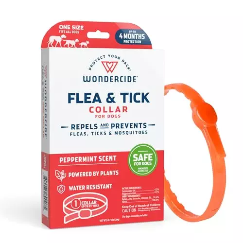 Wondercide Dog Collar – Flea, Tick, and Mosquito Repellent, Prevention for Dogs – with Natural Essential Oils – Pet and Family Safe – Up to 4 Months Protection